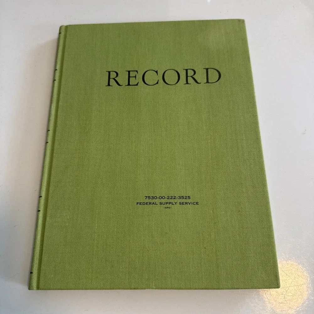 Vintage Linen Covered Records Notebook Federal Supply Service Unused 8